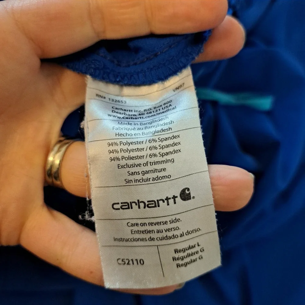 Carhartt Force Women Royal Blue Medical Scrub Set V-Neck Top Cargo Pants XL